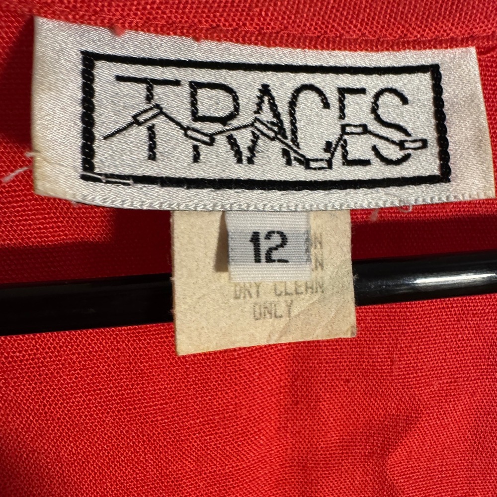 Vintage Traces Red Linen Blend Cropped Bolero Festival Top Sz 12 evening summer - Picture 4 of 9